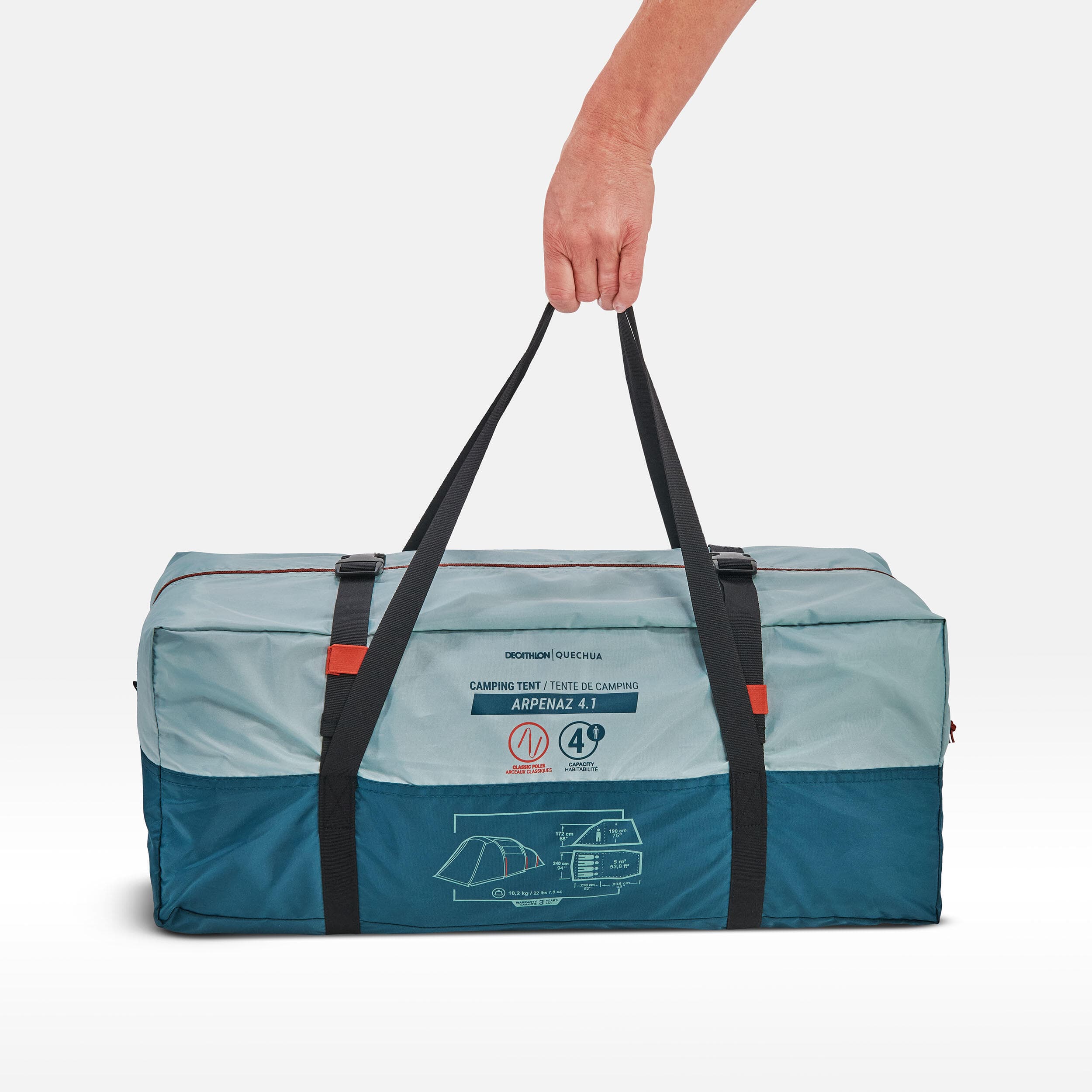 چادر کچوا کمپینگ – آرپناز 4.1 Quechua 4 Person Camping Tent – 1 Room – Arpenaz 4.1 – Dark petrol blue — تصویر ۴