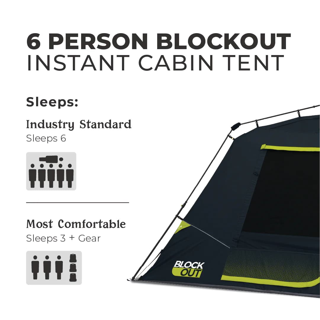 چادر کر اتومات – 6 نفره کمپینگ – بلاک نور آفتاب Core 6 Person Instant Cabin Blockout Tent — تصویر ۷