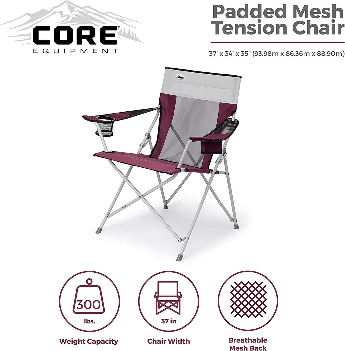 صندلی کمپینگ کر Core Mesh Tension Chair – Red/Silver — تصویر ۹