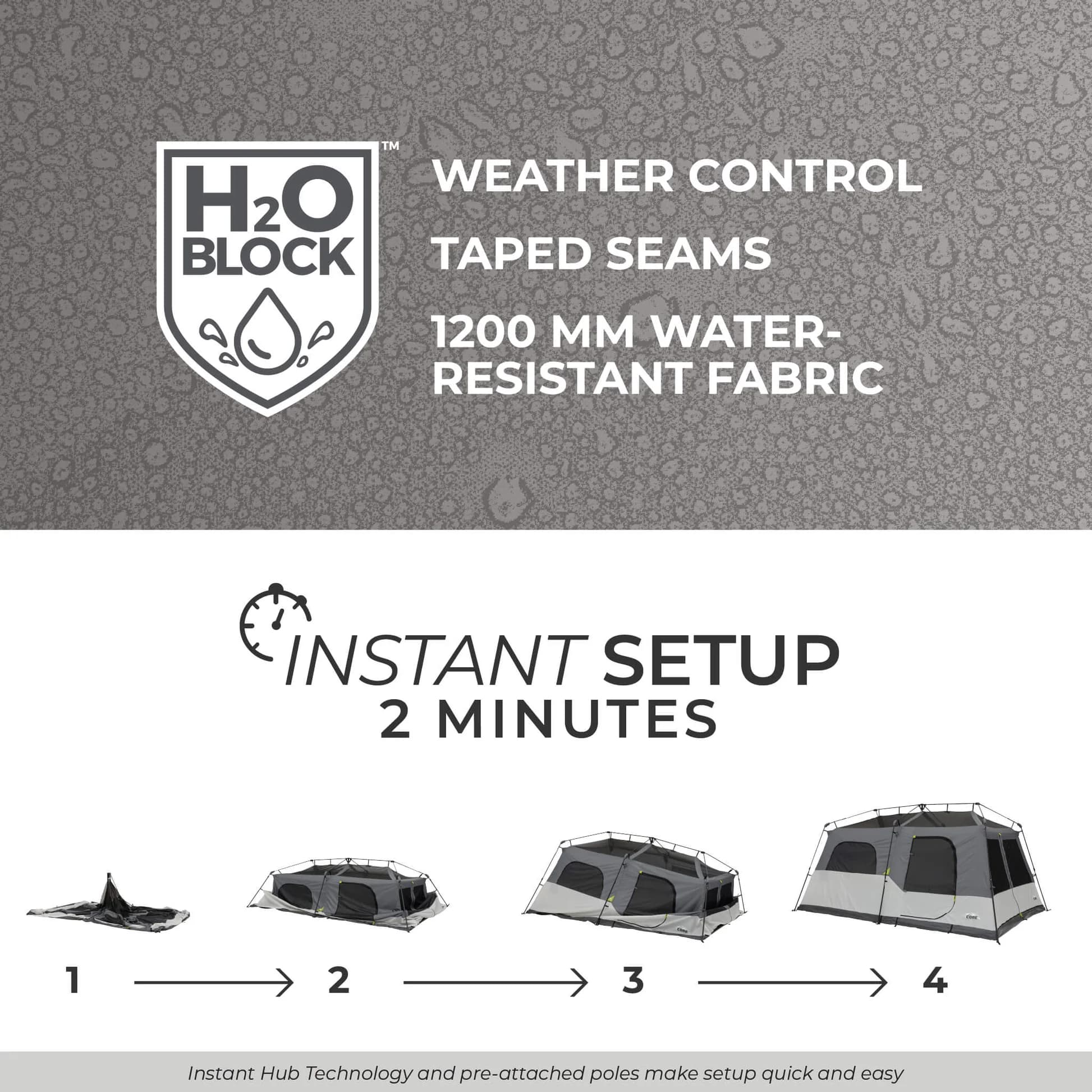 چادر اتومات کر – 9 نفره کمپینگ دو پوش Core 9 Person Instant Cabin Tent with Full Rainfly — تصویر ۶