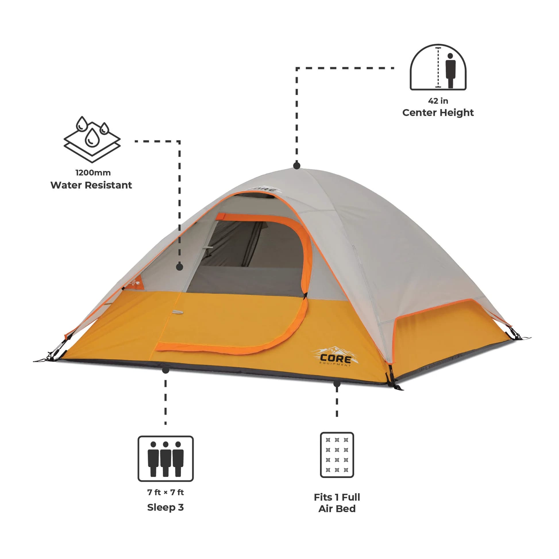 چادر کر – 3 نفره کمپینگ Core 3 Person Dome Tent — تصویر ۱۲