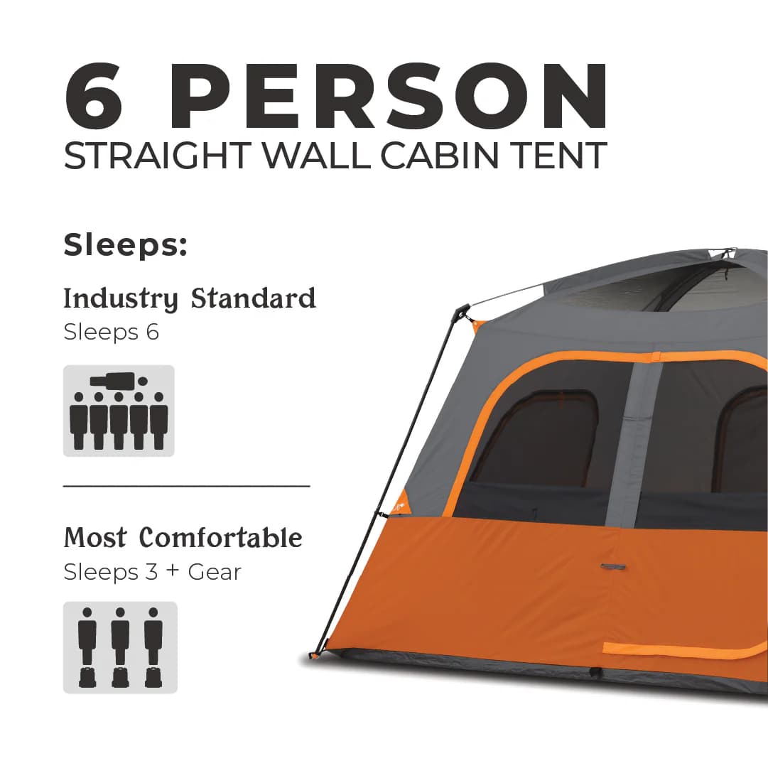 چادر کر – 6 نفره کمپینگ Core 6 Person Straight Wall Cabin Tent — تصویر ۱۱