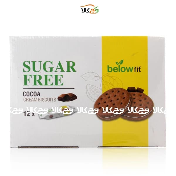 بیسکوییت تکنفره شکلاتی کرمدار بدون شکر بیلو – 12 عددی — تصویر ۲
