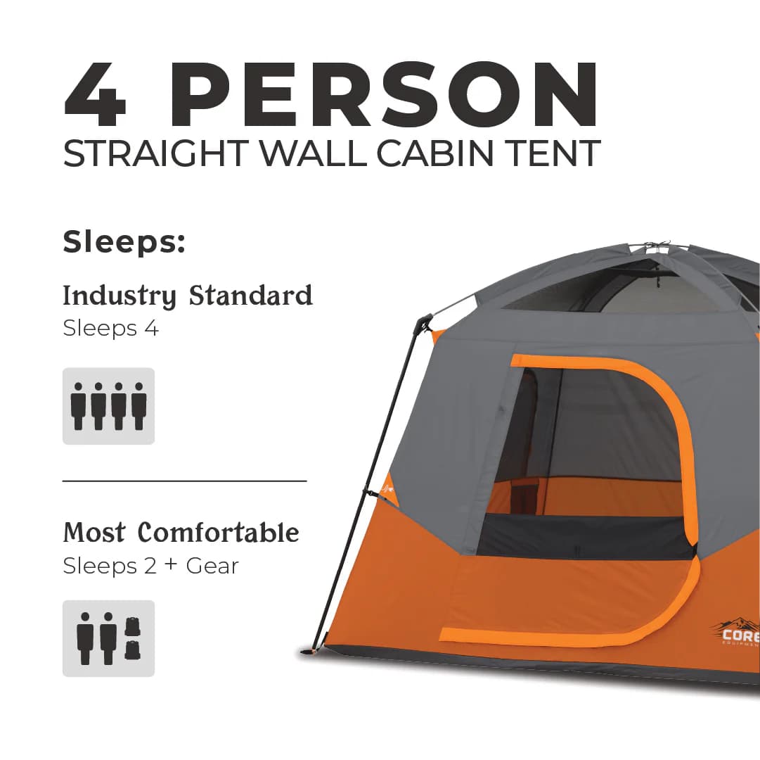 چادر کر – 4 نفره کمپینگ Core 4 Person Straight Wall Cabin Tent — تصویر ۳
