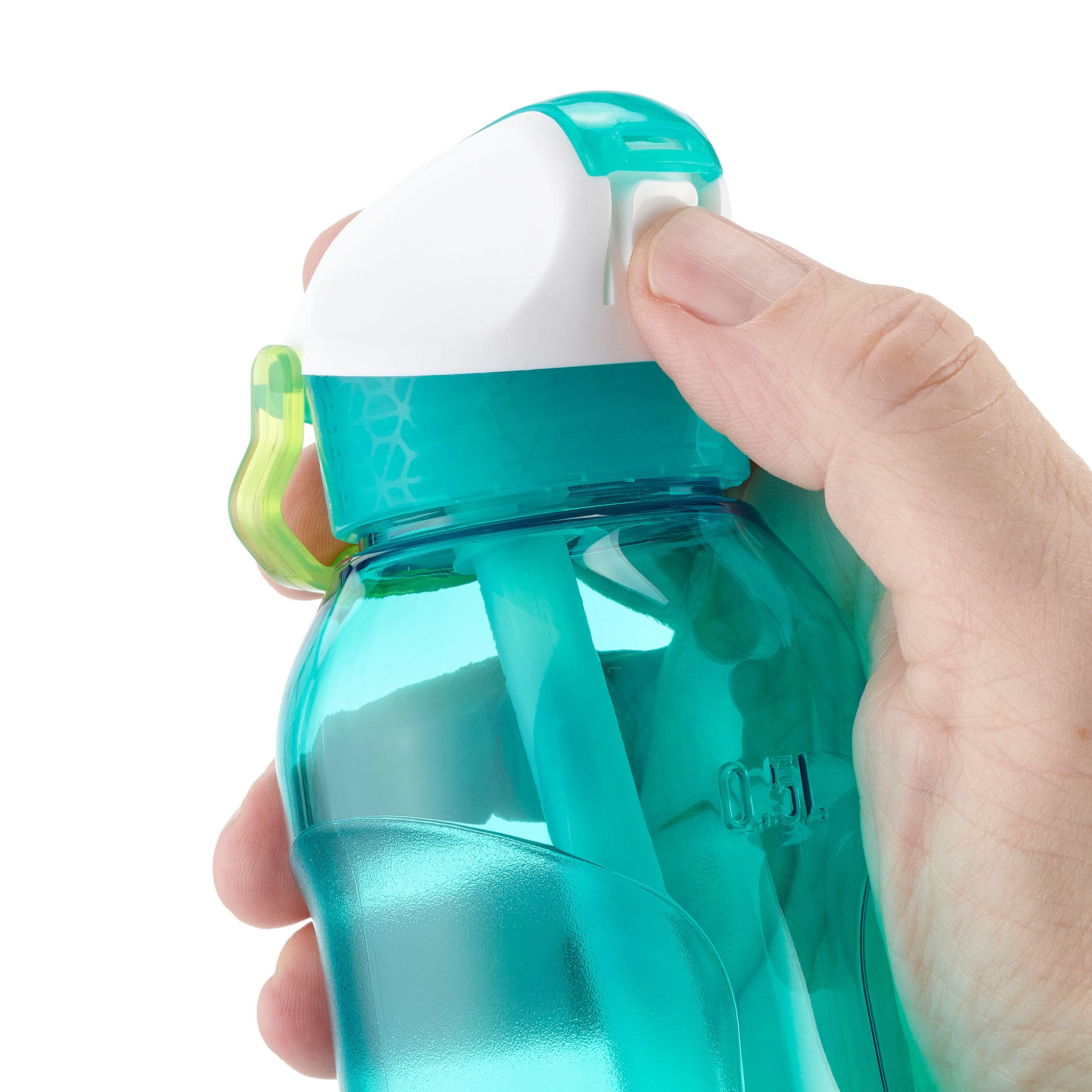 بطری آب کچوا – قمقمه Quechua Plastic Flask with Straw – 0.5 Liter – Turquoise – 900 — تصویر ۲