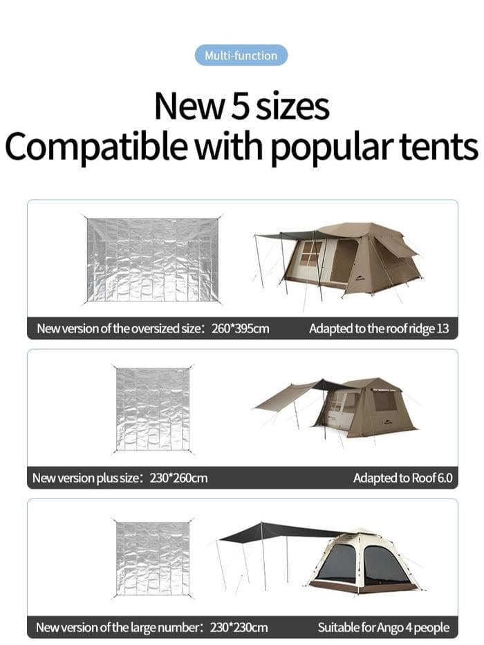 زیرانداز چادر آلومینیومی نیچرهایک – ابعاد 230×230 سانتی‌متر Naturehike Universal Alu XXL Tent Footprint – NH20FCD03 — تصویر ۷