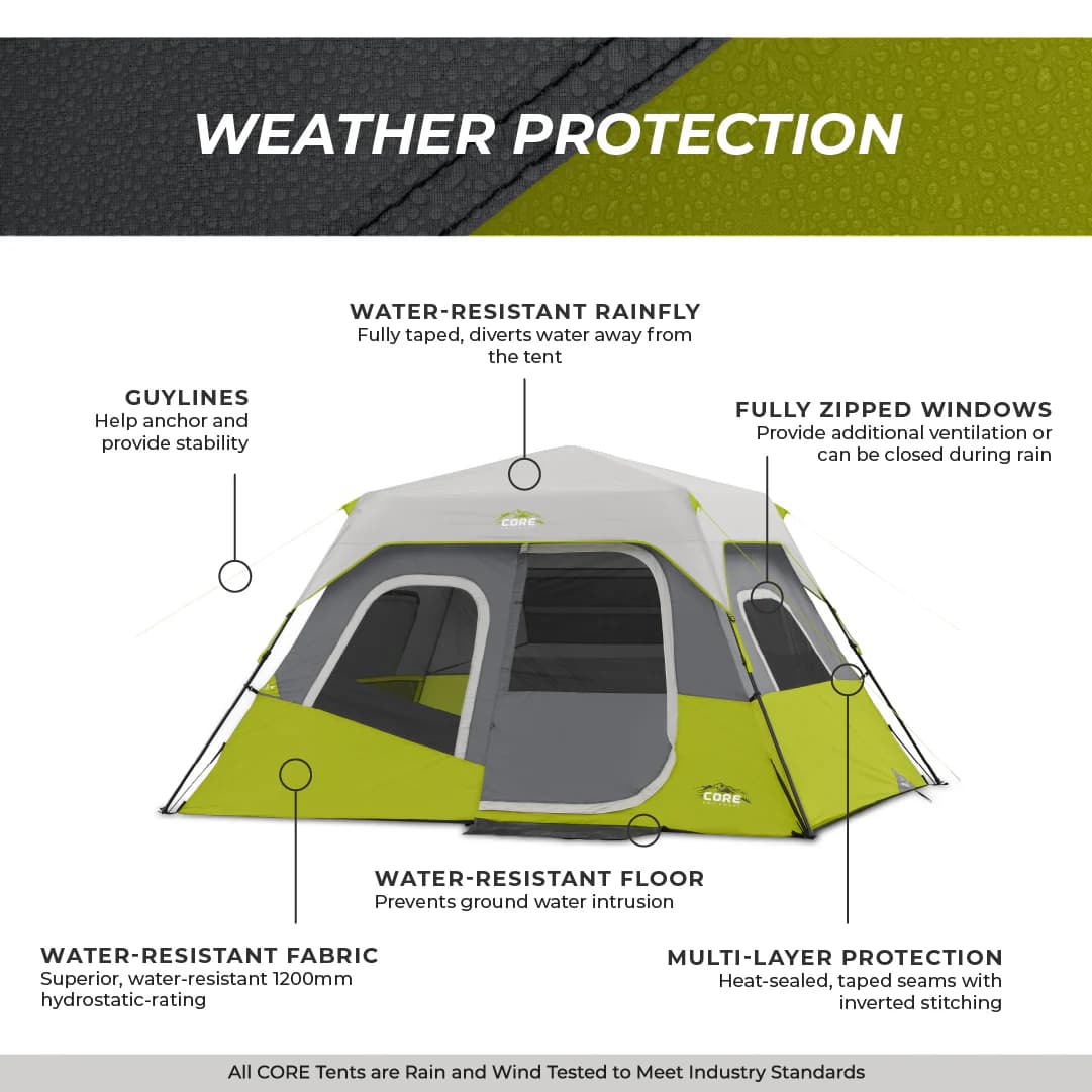 چادر کر اتومات – 6 نفره کمپینگ Core 6 Person Instant Cabin Tent — تصویر ۷