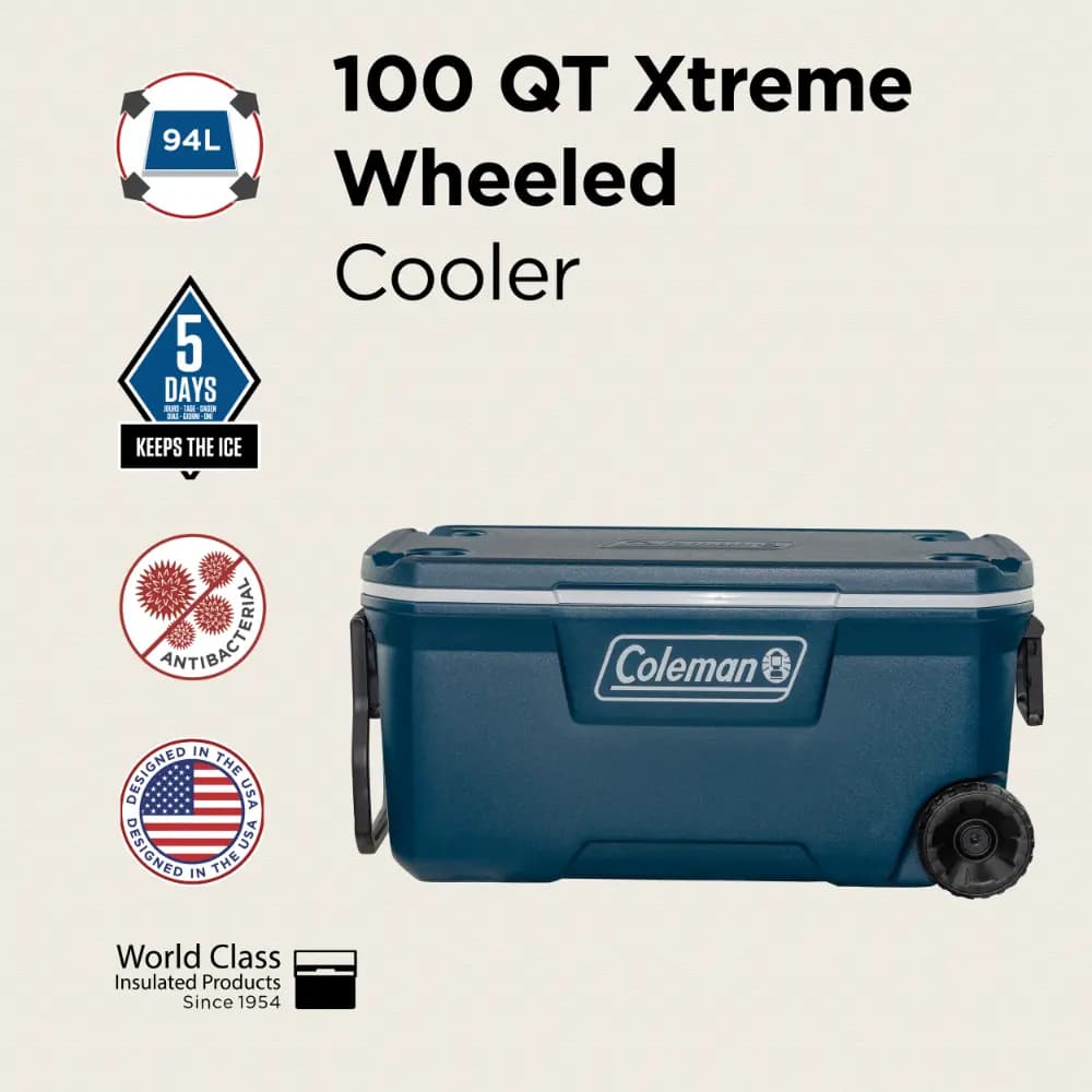 کولباکس کلمن – یخدان چرخ‌دار اکستریم 94 لیتری Coleman® 100QT Xtreme Wheeled Cooler Box — تصویر ۷