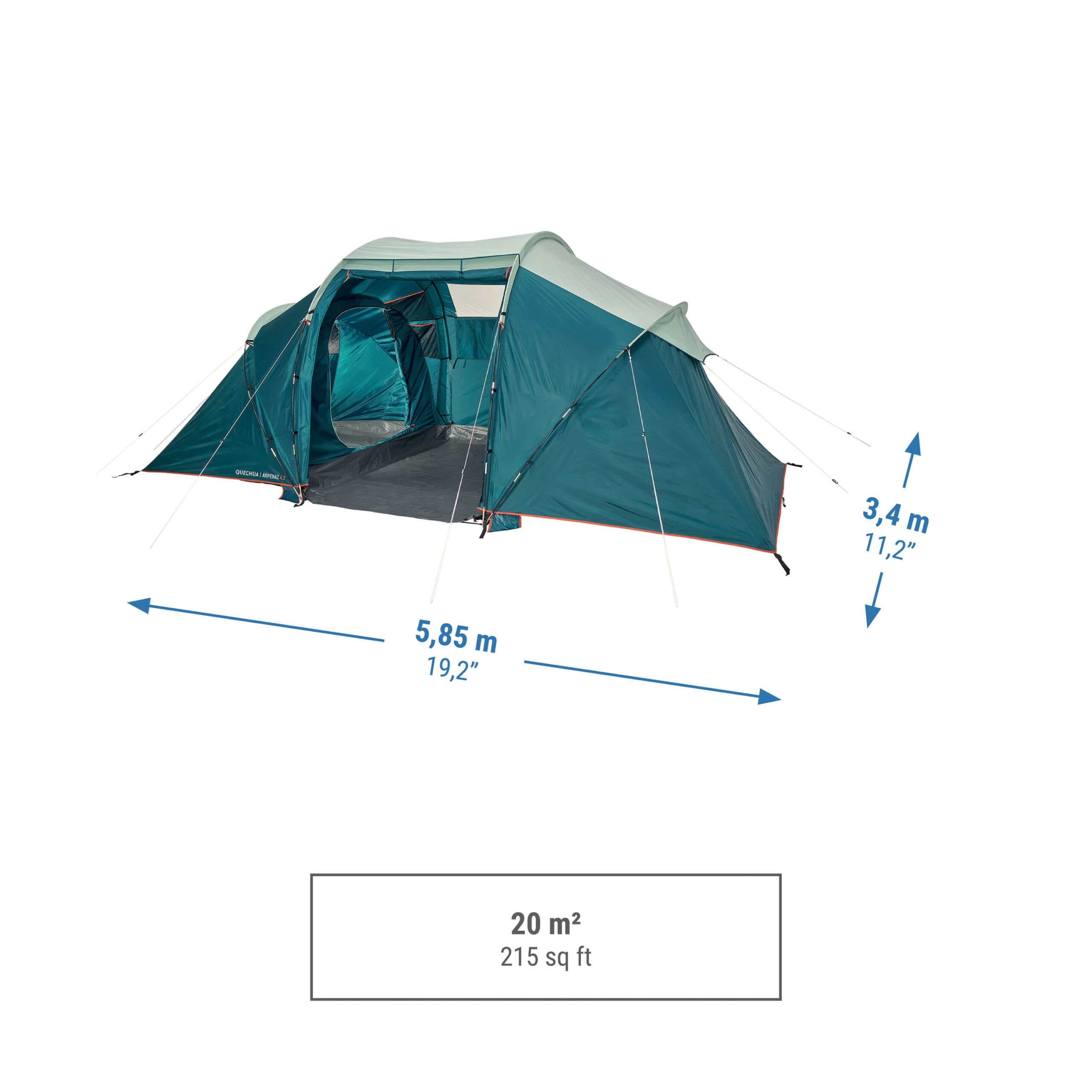 چادر کچوا – آرپناز 4.2 کمپینگ Quechua 4 Person Camping Tent – 2 Rooms – Arpenaz 4.2 — تصویر ۱۲