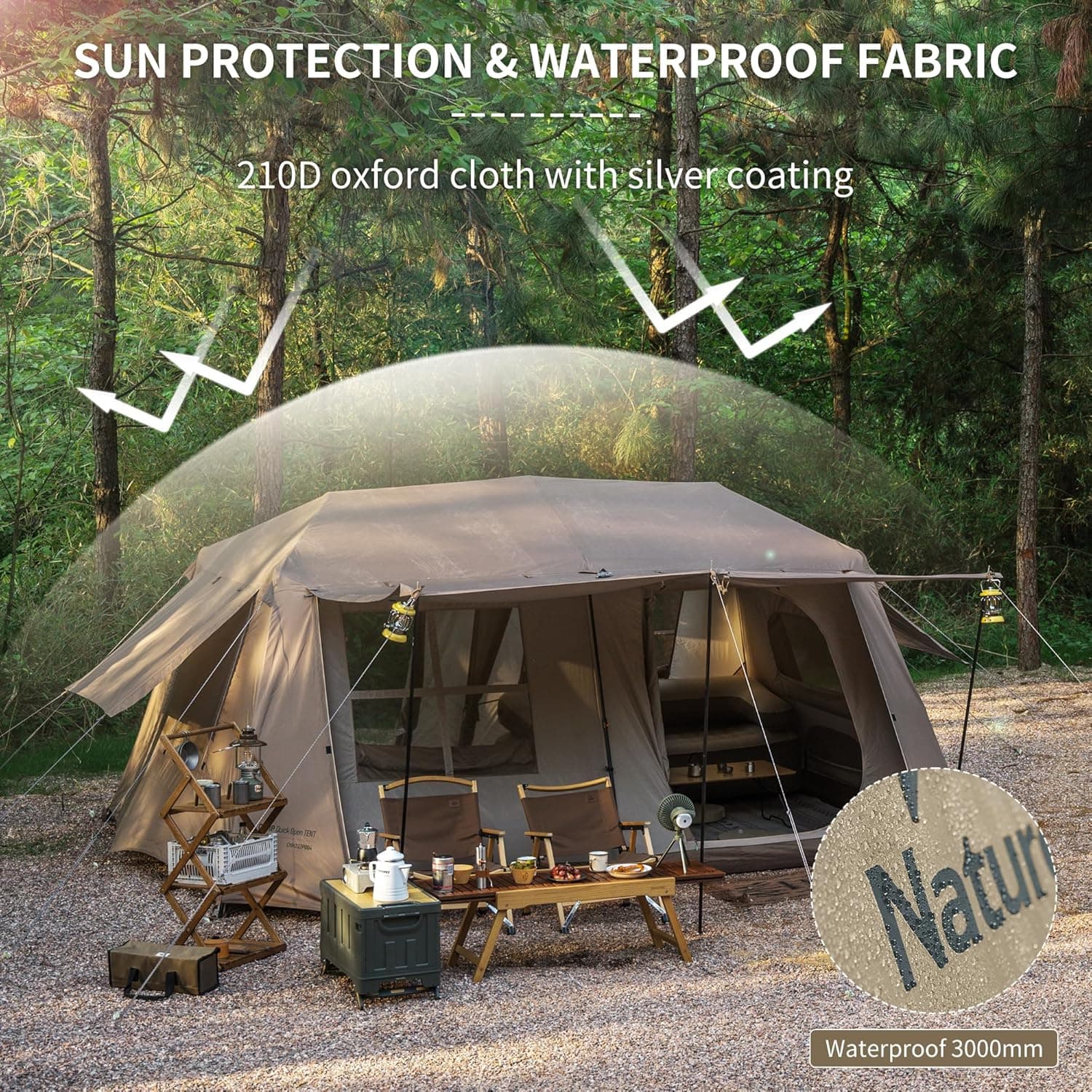 چادر نیچرهایک اتومات – 8 نفره کمپینگ – سری کلاسیک Naturehike Village 13 8-Person Instant Tent – CNH22ZP004.C — تصویر ۱۲