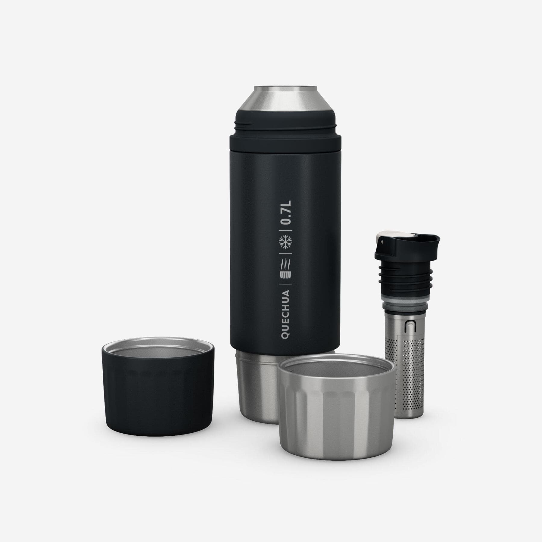 فلاسک کچوا با فیلتر چای 0.7 لیتر Quechua Stainless Steel Thermos with Tea Filter – Stainless Steel – Quick Lid – 0.7 L – MH900 — تصویر ۱۲