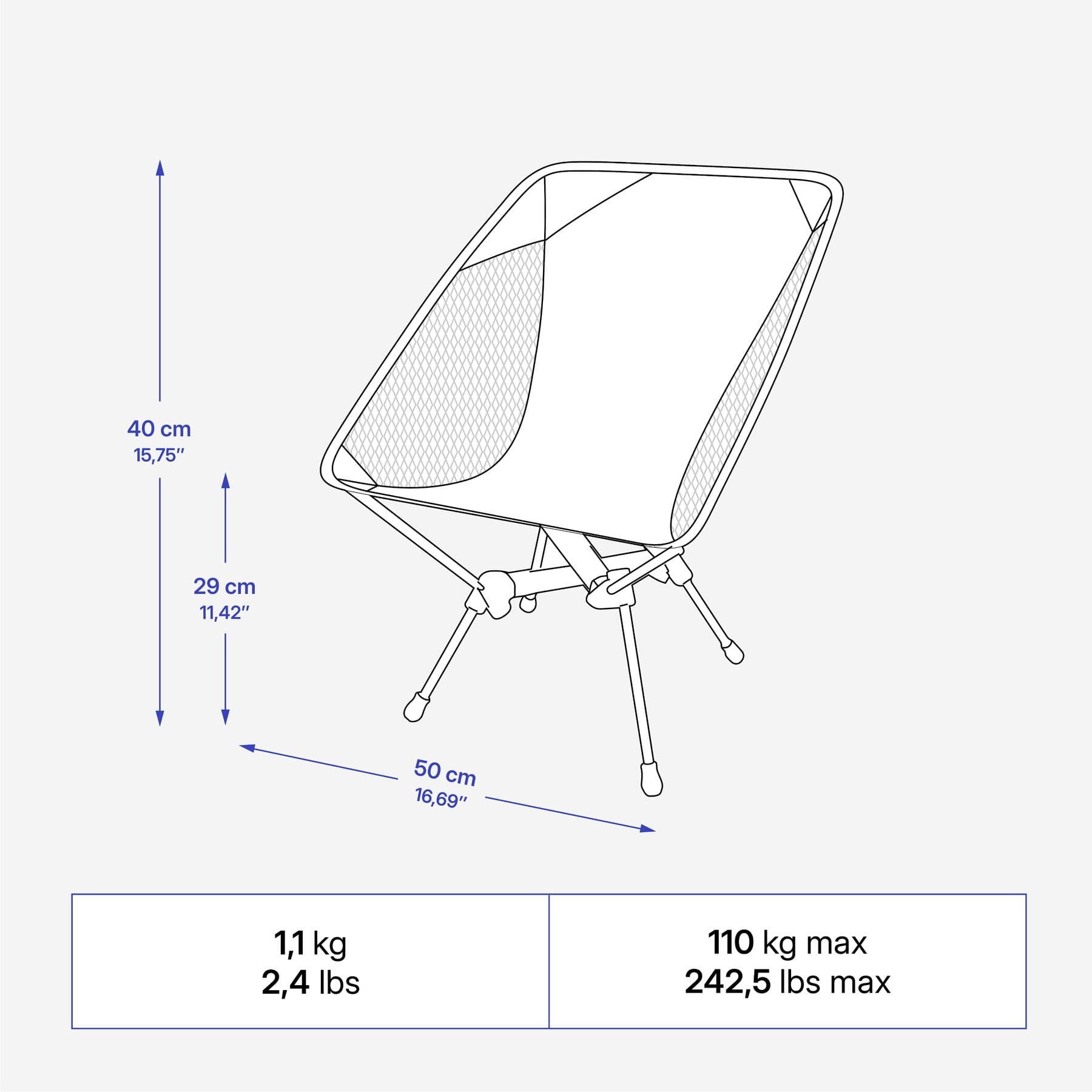 صندلی کچوا – تاشو کمپینگ Quechua Folding and Compact Camping Chair – M – 500 — تصویر ۱۲