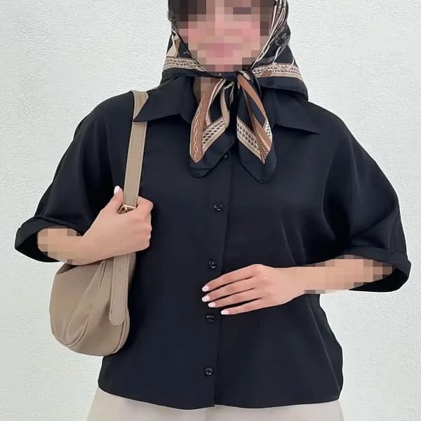شومیز باکسی آستین پاکتی مدل لینن
