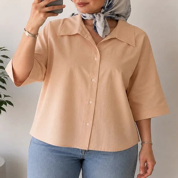 شومیز باکسی نگین دوزی مدل ژاکلین — تصویر ۷