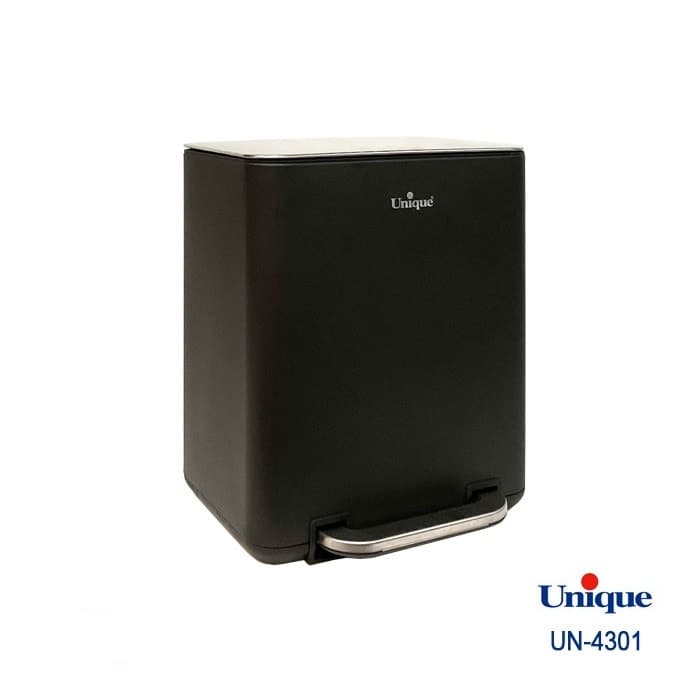 سطل زباله چهارگوش 20 لیتری مشکی یونیک باآرام بند مدل UN-4301 — تصویر ۲