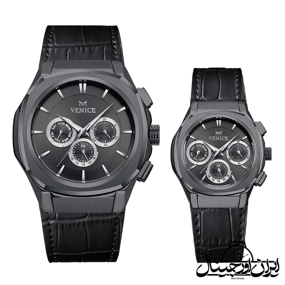ساعت ست ونیز فول دیت Venice Full Date Couple Watch 80157-2 — تصویر ۲