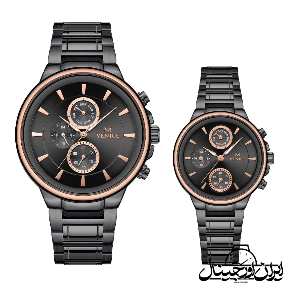 ساعت مچی ست ونیز فول دیت Venice Full Date Couple Watch 80154-2