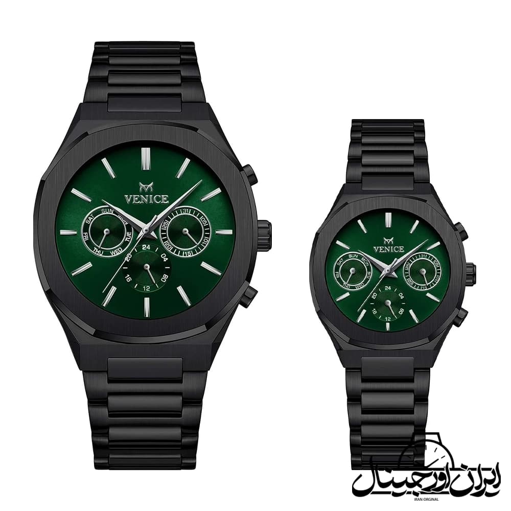 ساعت ست سه موتوره ونیز Venice Full Date Couple Watch 80153-6