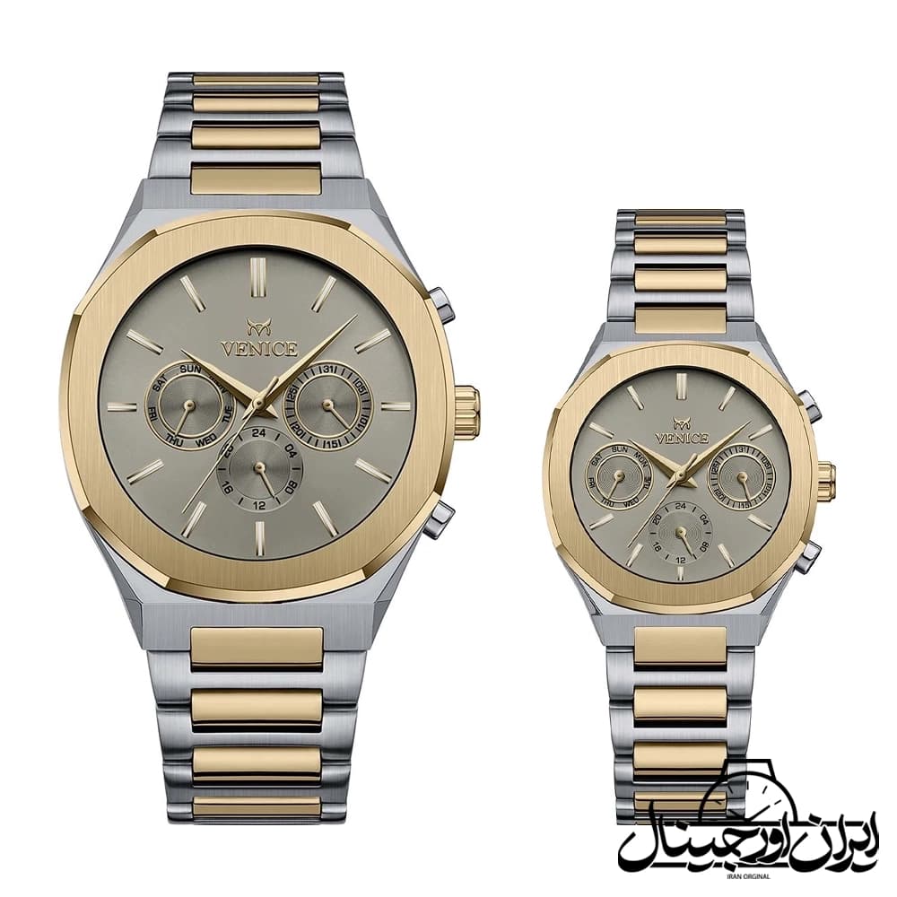 ساعت ست سه موتوره ونیز Venice Full Date Couple Watch 80153-3