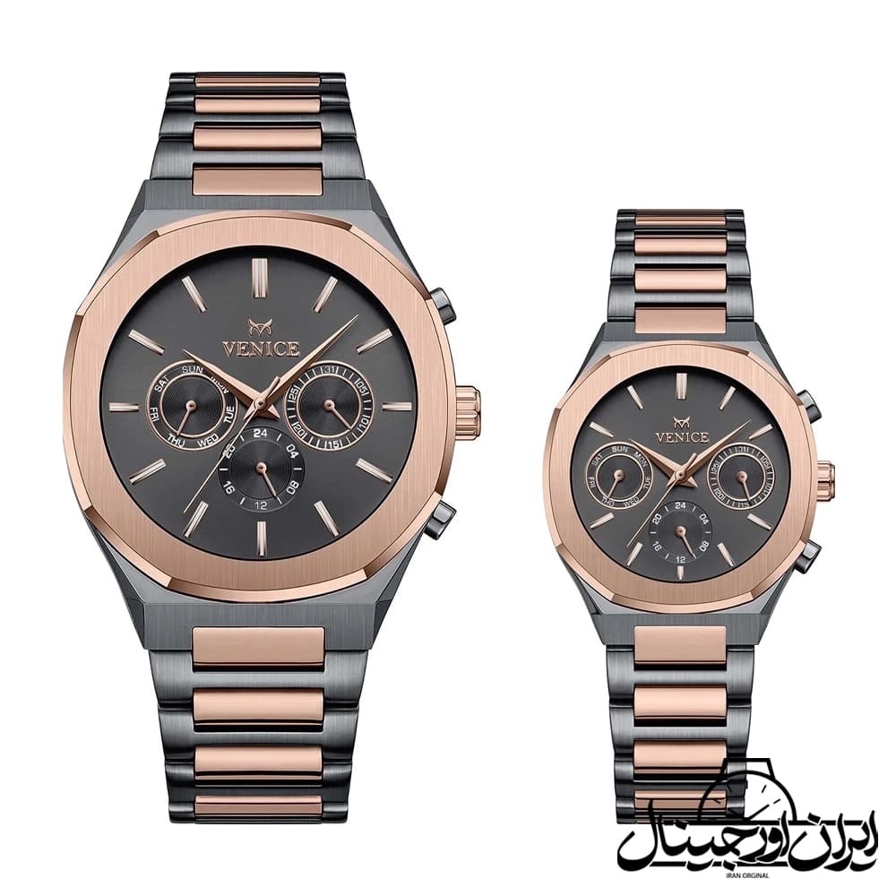 ساعت ست ونیز فول دیت Venice Full Date Couple Watch 80153-2
