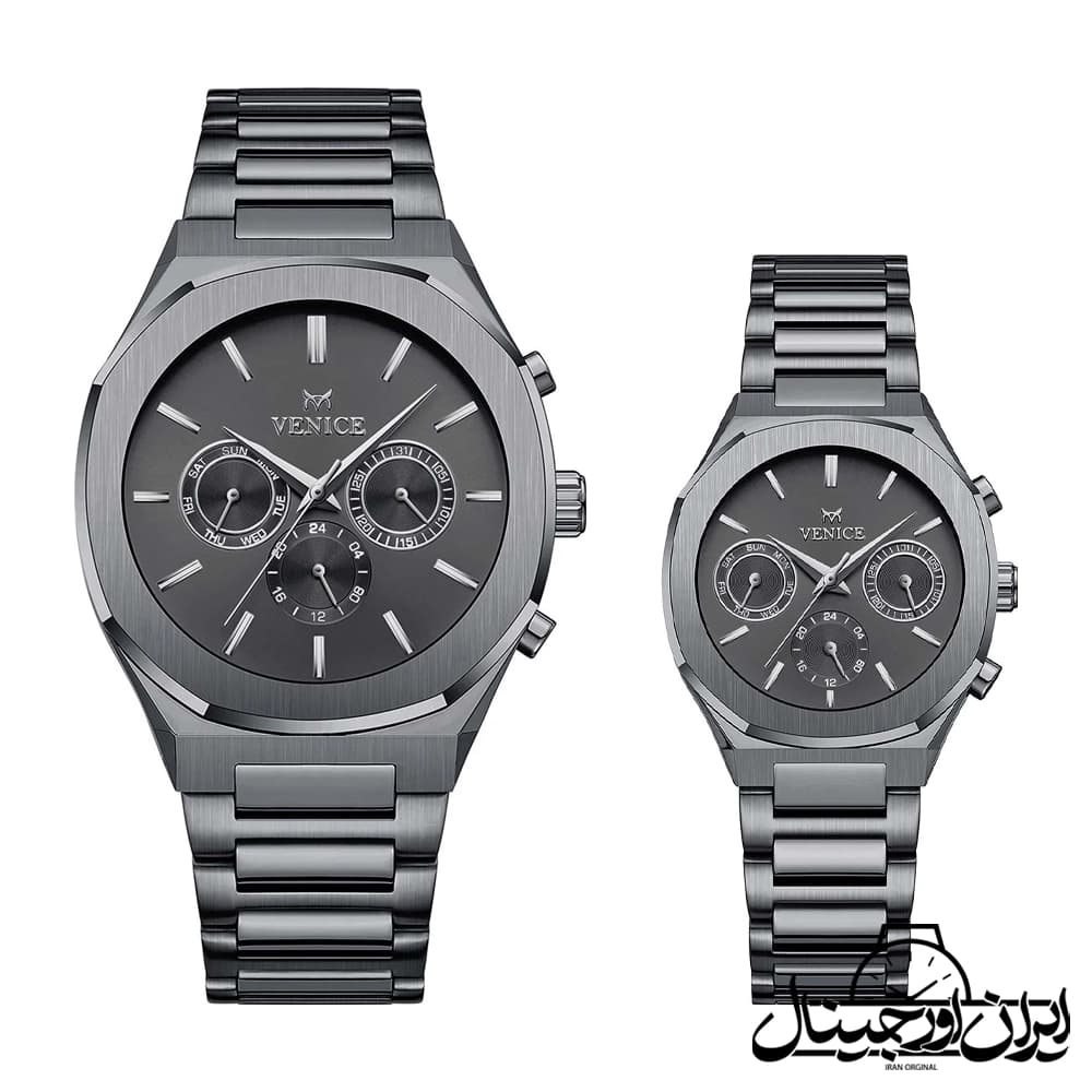ساعت ست ونیز فول دیت Venice Full Date Couple Watch 80153-1
