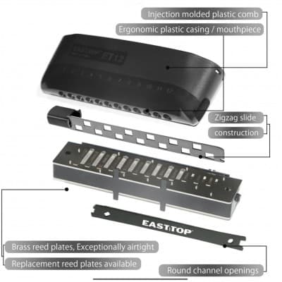 ساز دهنی کروماتیک ایستاپ مشکی مدل Easttop ET12 Black — تصویر ۲
