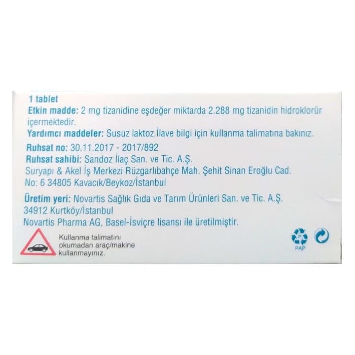 قرص سیردالود 2 میلی گرم (تیزانیدین) – Sirdalud 2 mg tablet — تصویر ۵