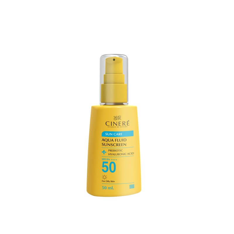 فلوئید ضد آفتاب بی‌رنگ سینره، 50 SPF، مدل PREBIOTIC، مناسب پوست‌های چرب با حجم 50 میلی‌لیتر، فاقد پارابن، محافظت‌کننده در برابر اشعه‌های UVA و PA ،UVB++++، دارای فرمولاسیون فاقد چربی و هیالورونیک اسید — تصویر ۳