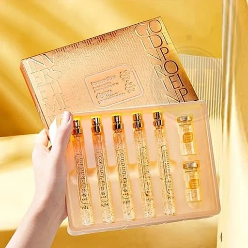 پک ضد چروک اچ آی اچ مدل نخ کلاژن جذبی و طلا بسته 7 عددی (پس کرایه)