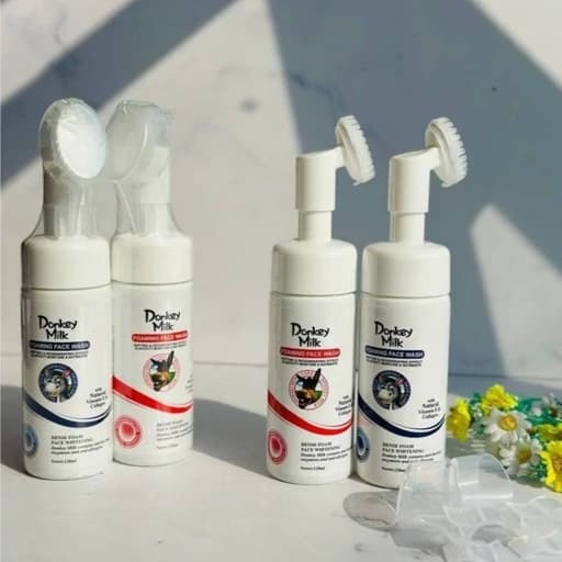 فوم فیس واش براش دار شستشوی صورت شیر الاغ حجم 120 میلی لیتر بدون کارتن (اصلی) (پس کرایه)