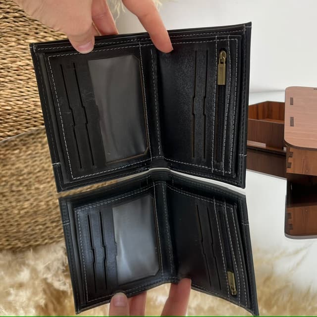 کیف پول و جاکارتی آلبوم دار چرم طبیعی جعبه چوبی کد 4 — تصویر ۳