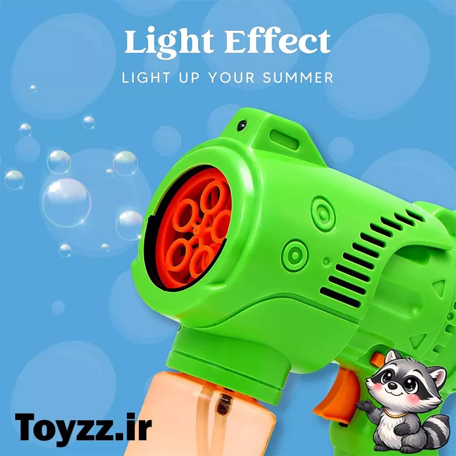 تفنگ حباب ساز موزیکال و چراغدار مدل BUBBLE GUN — تصویر ۸