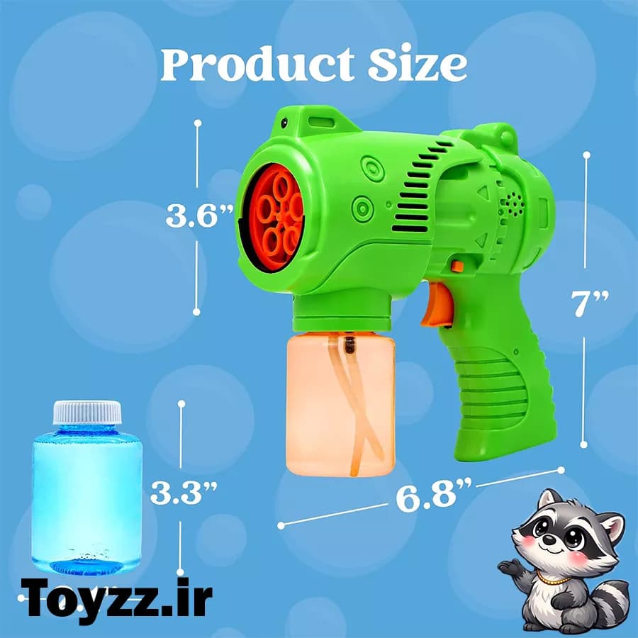 تفنگ حباب ساز موزیکال و چراغدار مدل BUBBLE GUN — تصویر ۹