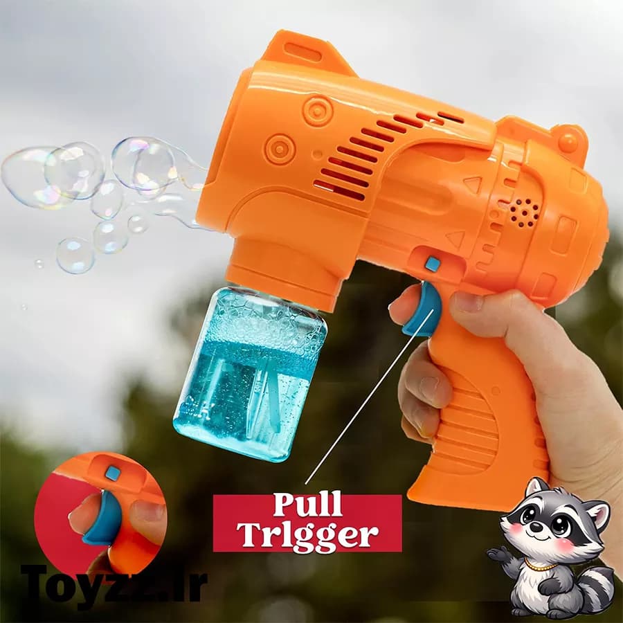 تفنگ حباب ساز موزیکال و چراغدار مدل BUBBLE GUN — تصویر ۲