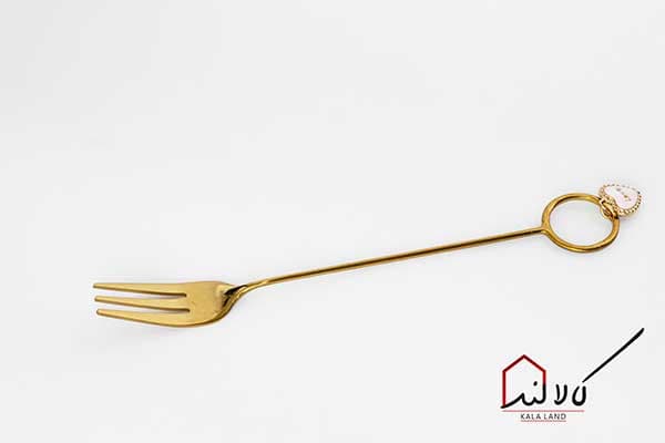 چنگال میوه خوری استیل رنگ ثابت طلایی