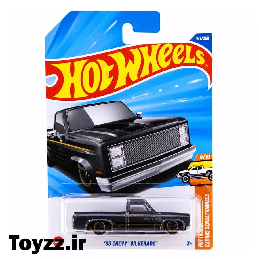 ماکت ماشین هات ویلز طرح چوی مدل 83 CHEVY SILVERADO سری HOT TRUCKS خاکستری