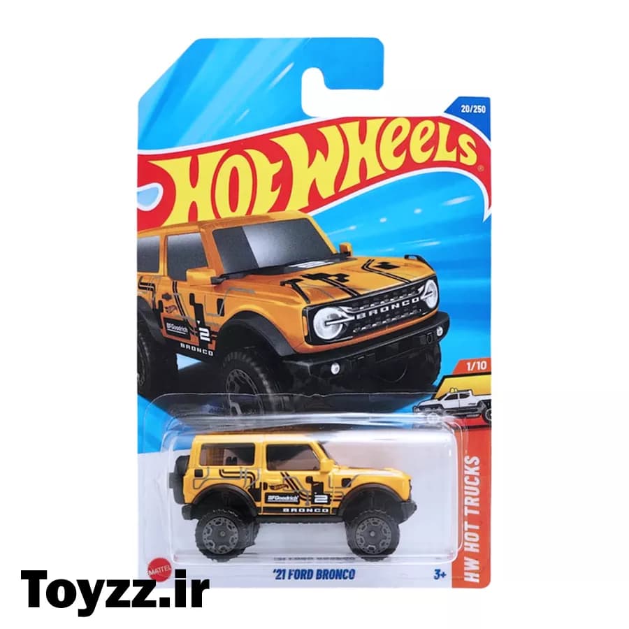 ماکت ماشین هات ویلز مدل 21 FORD BRONCO سری HW HOT TRUCKS زرد — تصویر ۲