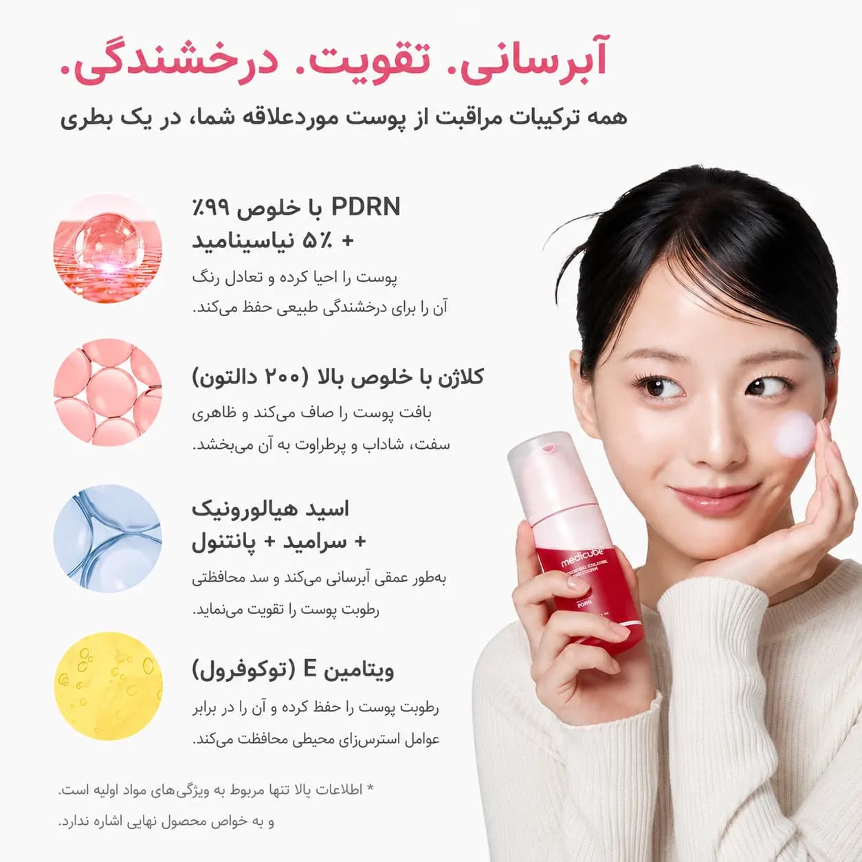 سرم حبابی PDRN و کلاژن مدی کیوب حجم 95 میل — تصویر ۲