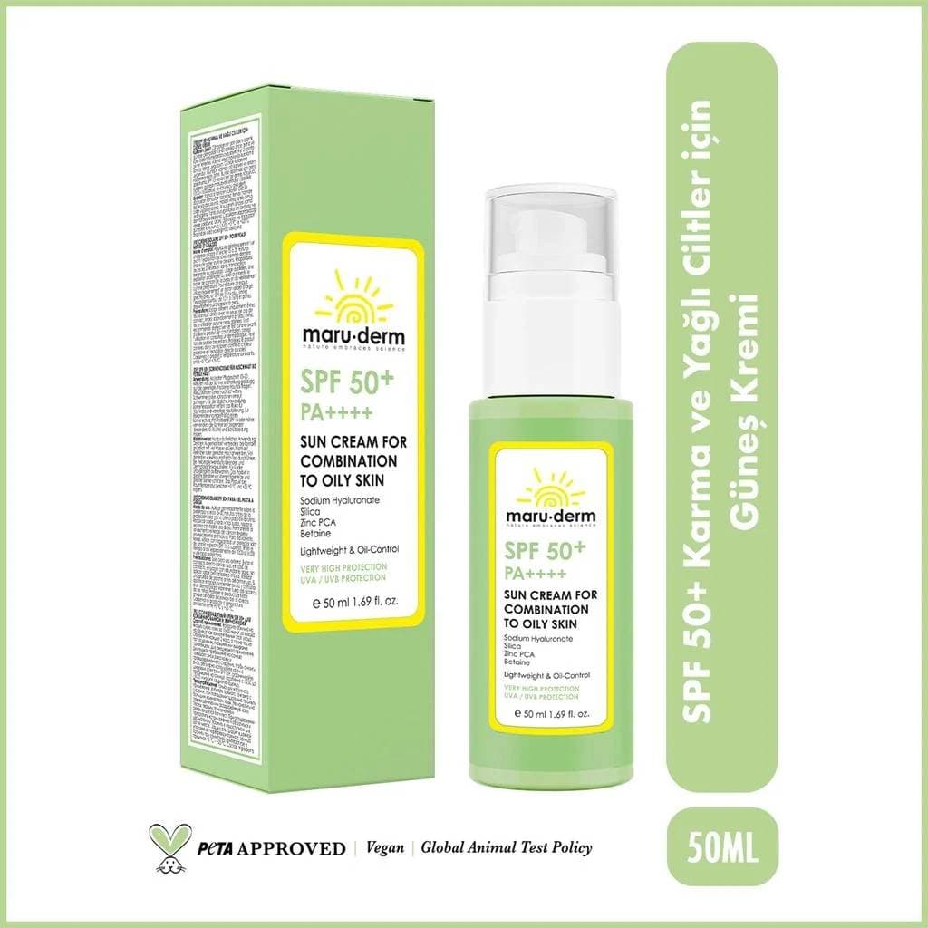 کرم ضد آفتاب مارودرمmaruderm با SPF50 مناسب پوست مختلط تا چرب مدل Combination To Oily Skin پوکه سبز حجم 50 میل — تصویر ۶