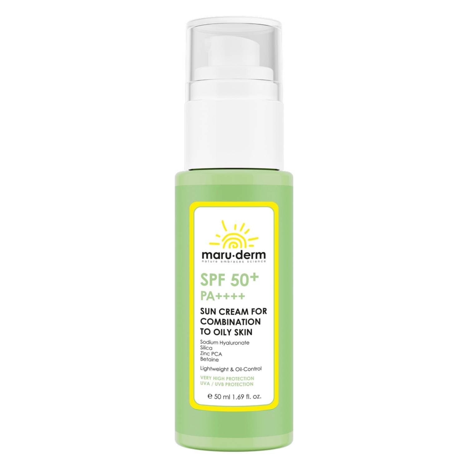 کرم ضد آفتاب مارودرمmaruderm با SPF50 مناسب پوست مختلط تا چرب مدل Combination To Oily Skin پوکه سبز حجم 50 میل — تصویر ۵