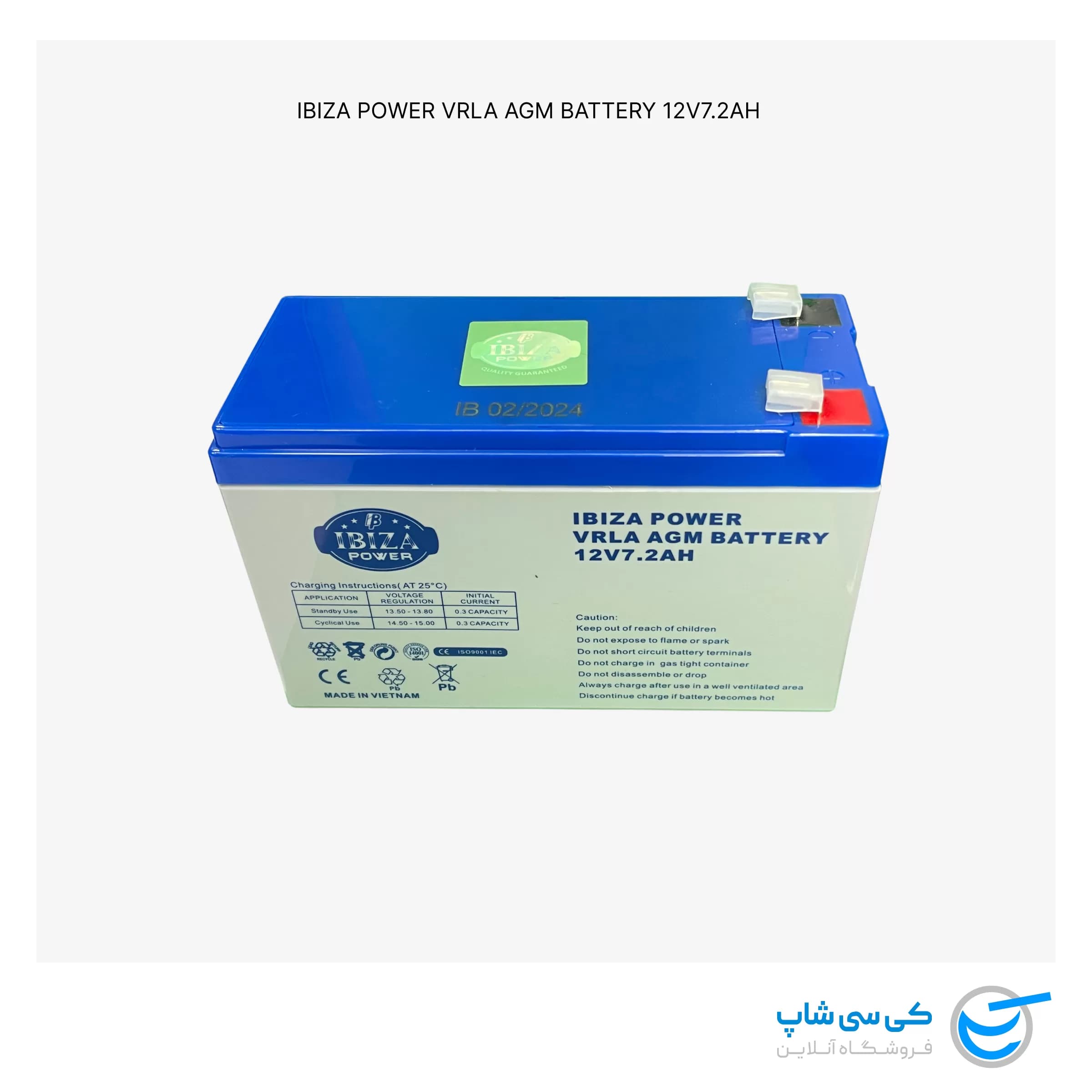 باتری 12 ولت 7.2 آمپر ایبیزا پاور ویتنام — تصویر ۲