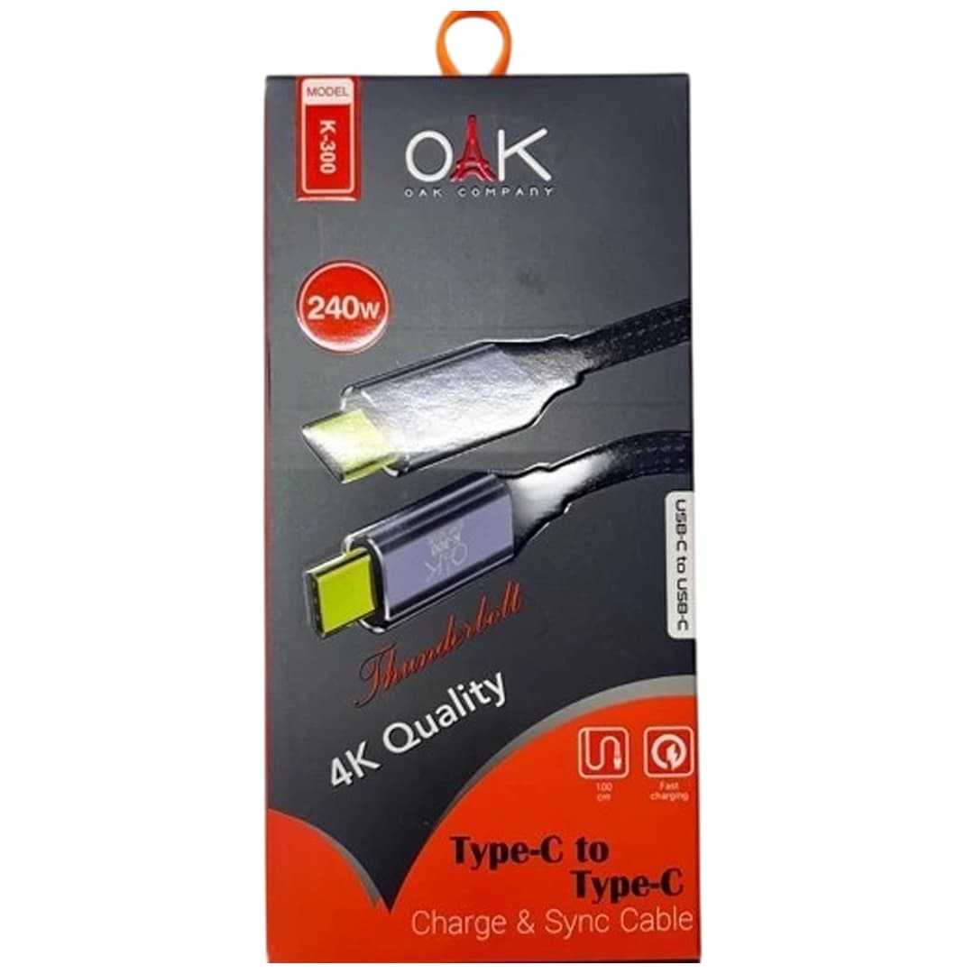 کابل شارژ 2 سر تایپ سی OAK مدل K-300 — تصویر ۴
