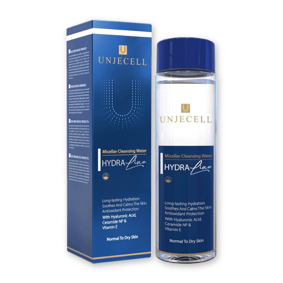 محلول پاک کننده صورت آنژسل UNJECELL مناسب پوست معمولی تا خشک مدل Hydra Line حجم 200 میل