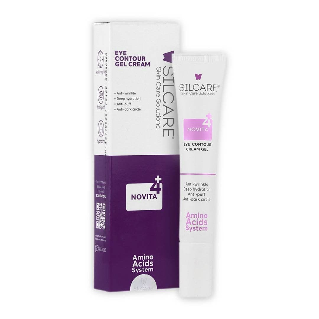 کرم ژل دور چشم ضد چروک، آبرسانی قوی، کاهنده پف و تیرگی سیلکر SILCARE مدل Eye Contour Gel Cream Novita4+ حجم 20 میل