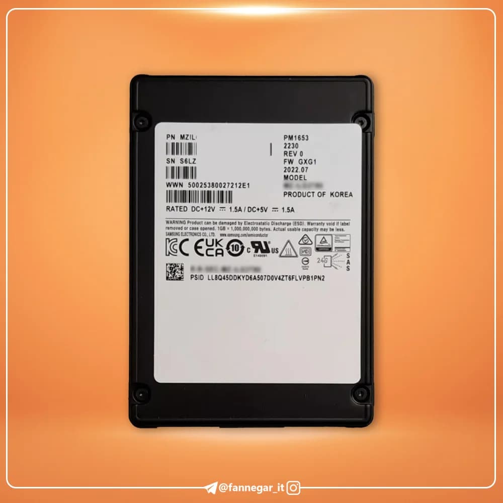 Samsung 960GB SAS PM1653 SSD 24Gb/s Internal 2.5″ MZILT960HCHP-00007 — تصویر ۲