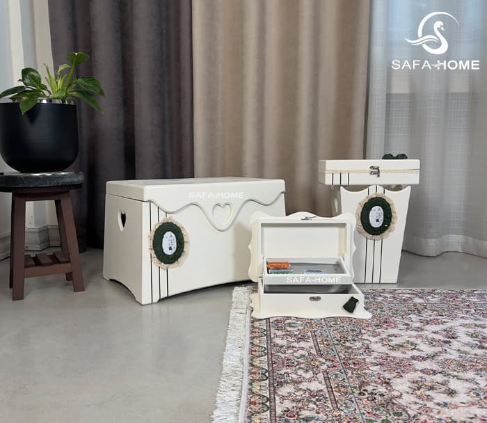 سرویس باکس خیاطی و صندوقچه 4 تکه طرح راهراه — تصویر ۷