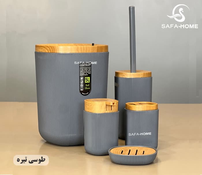 ست سرویس‌بهداشتی 5 پارچه طرح چوب مدل راه‌راه — تصویر ۱۲