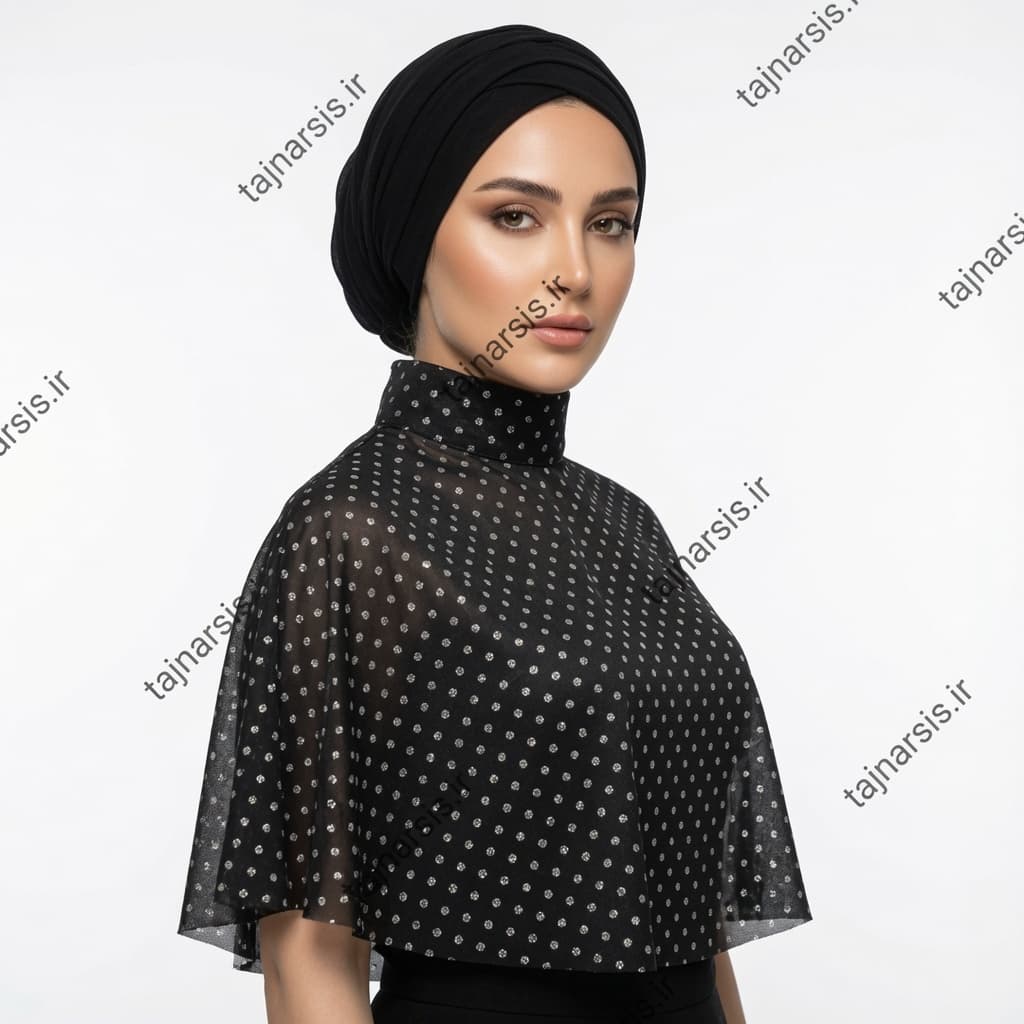 یقه حجاب مجلسی تور خالدار — تصویر ۳