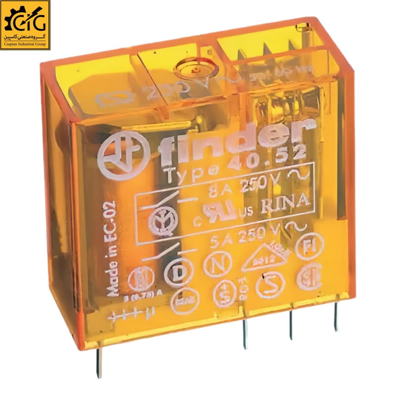 رله کتابی 230VAC دو کنتاکت 8 آمپر فیندر (Finder) مدل 40.52.8.230.0000