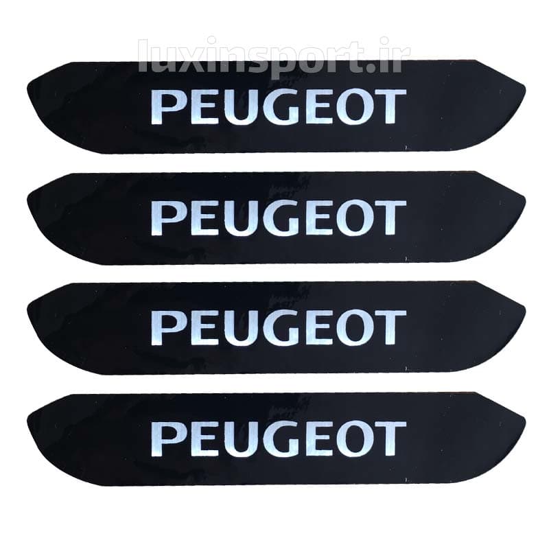 برچسب محافظ زیر دستگیره پژو پارس و 405 نوشته PEUGEOT – مشکی پیانویی کروم – بسته 4 عددی — تصویر ۲